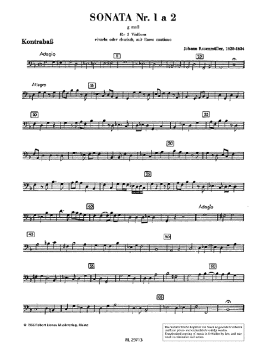Sonata No. 1 G minor a 2 Double Bass scores gallery preview page 1
