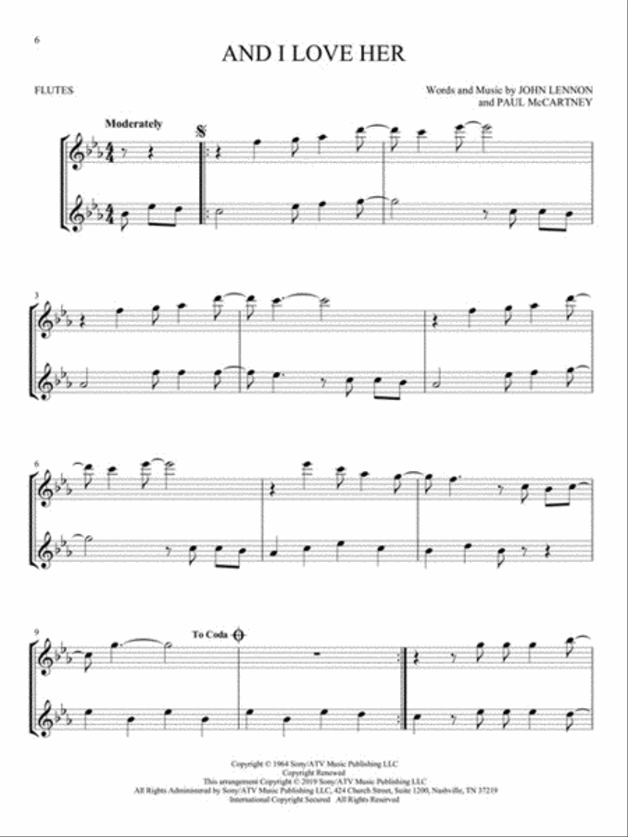 The Beatles for Two Flutes Flute Duet scores gallery preview page 5