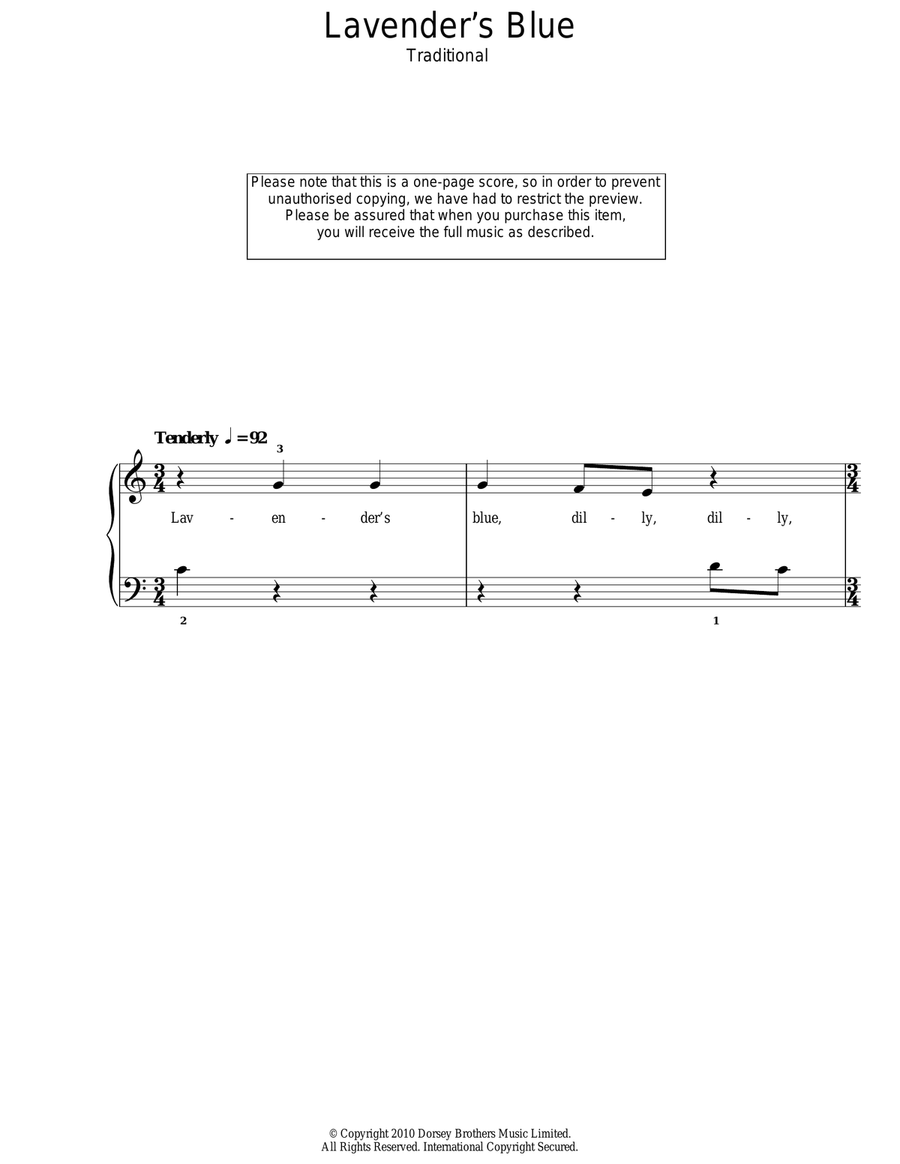 Lavender Blue (Dilly Dilly) Voice scores gallery preview page 1