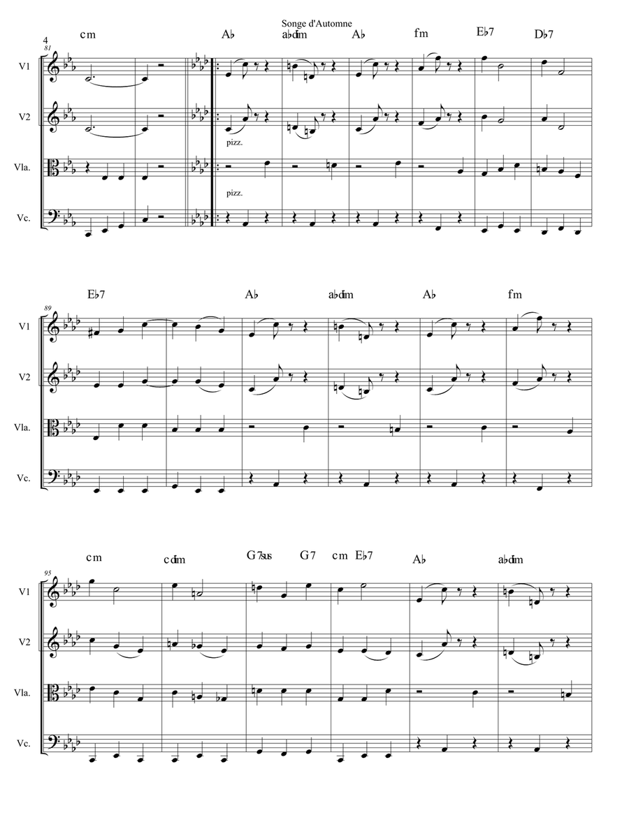 Songe d'Automne (Dream of Autumn) String Quartet scores gallery preview page 4