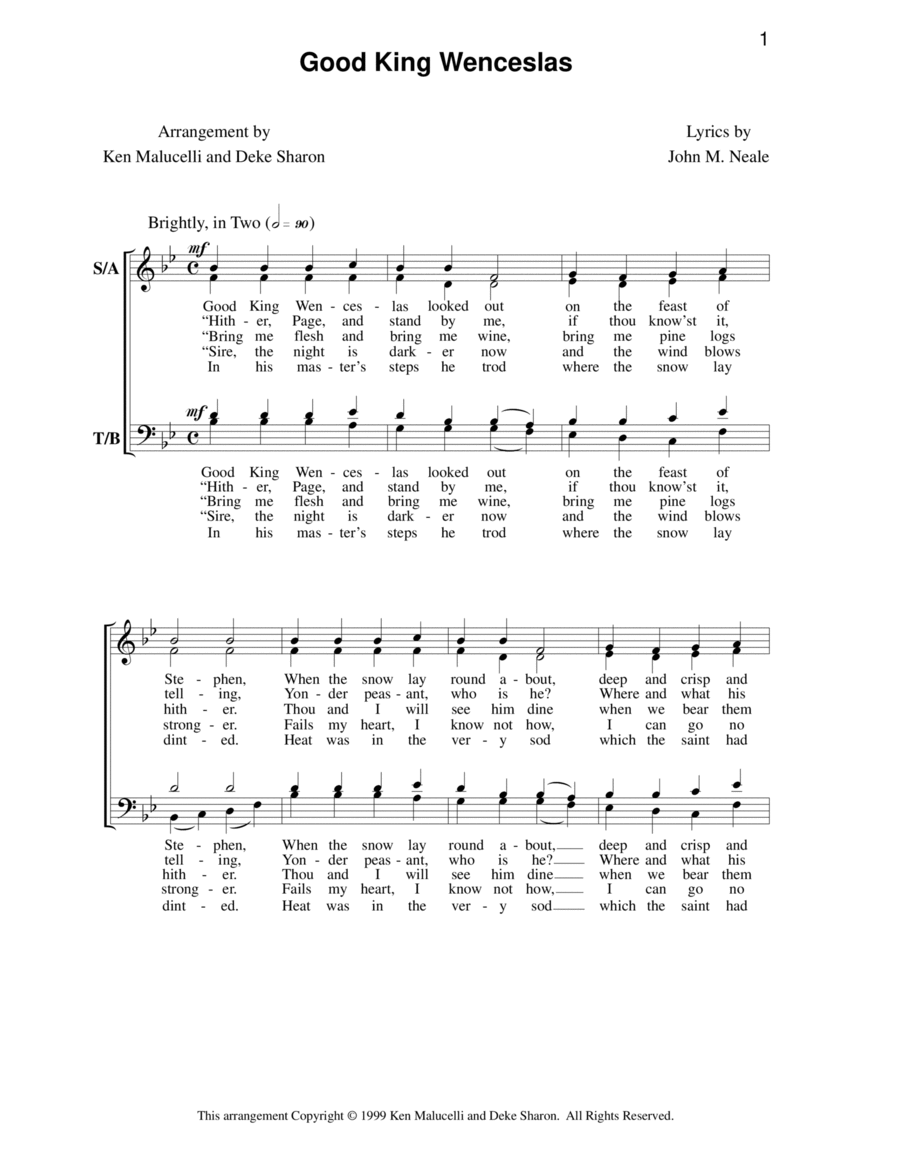 Good King Wenceslas Good King Wenceslas 4-Part scores gallery preview page 1