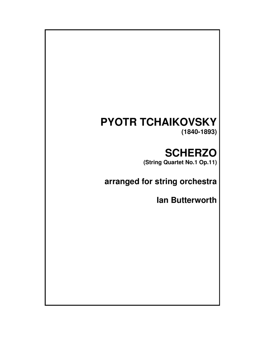 TCHAIKOVSKY Scherzo (String Quartet No.1) for string orchestra String Quartet scores gallery preview page 1