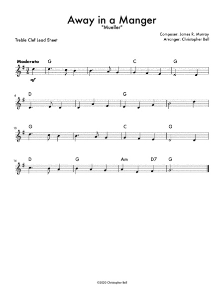 Away In A Manger (Mueller) - Treble Clef Lead Sheet image number null