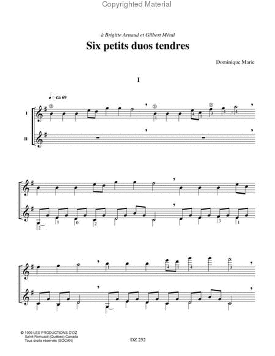 Six petits duos tendres Six petits duos tendres Classical Guitar scores gallery preview page 2