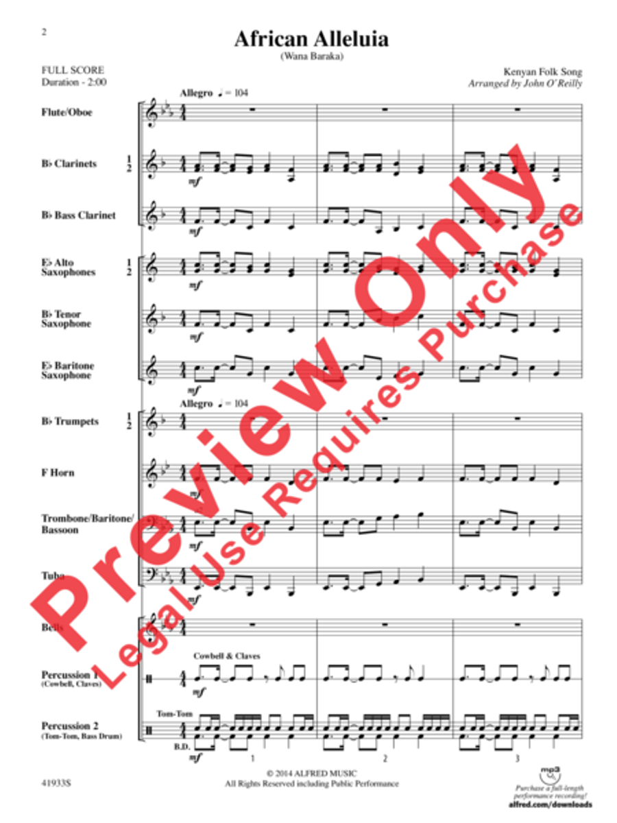 African Alleluia Concert Band scores gallery preview page 3