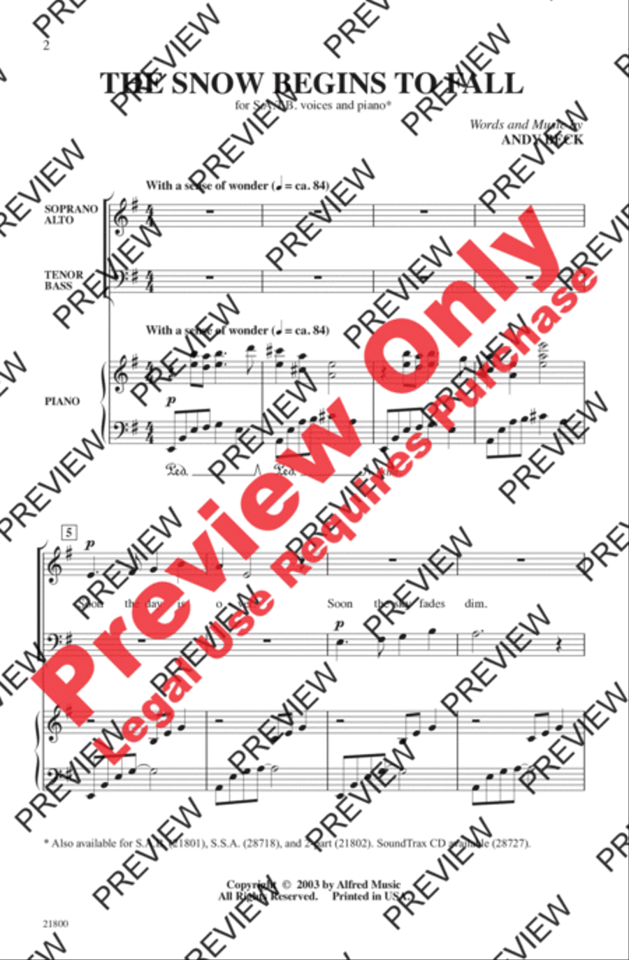 The Snow Begins to Fall The Snow Begins to Fall 4-Part scores gallery preview page 2