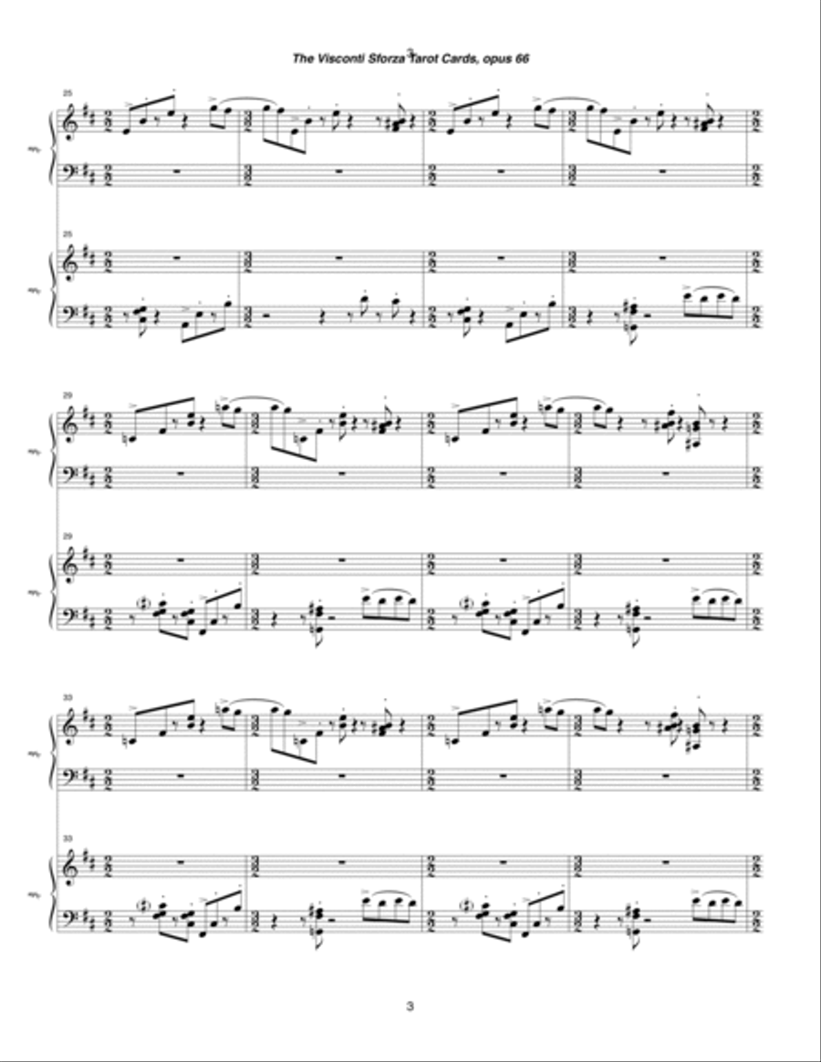 Visconti Sforza Tarot Cards, opus 66 ... Twenty Two Salon Pieces For Two Pianos (1996) 11 La Ruota d 2 Pianos, 4-Hands scores gallery preview page 3