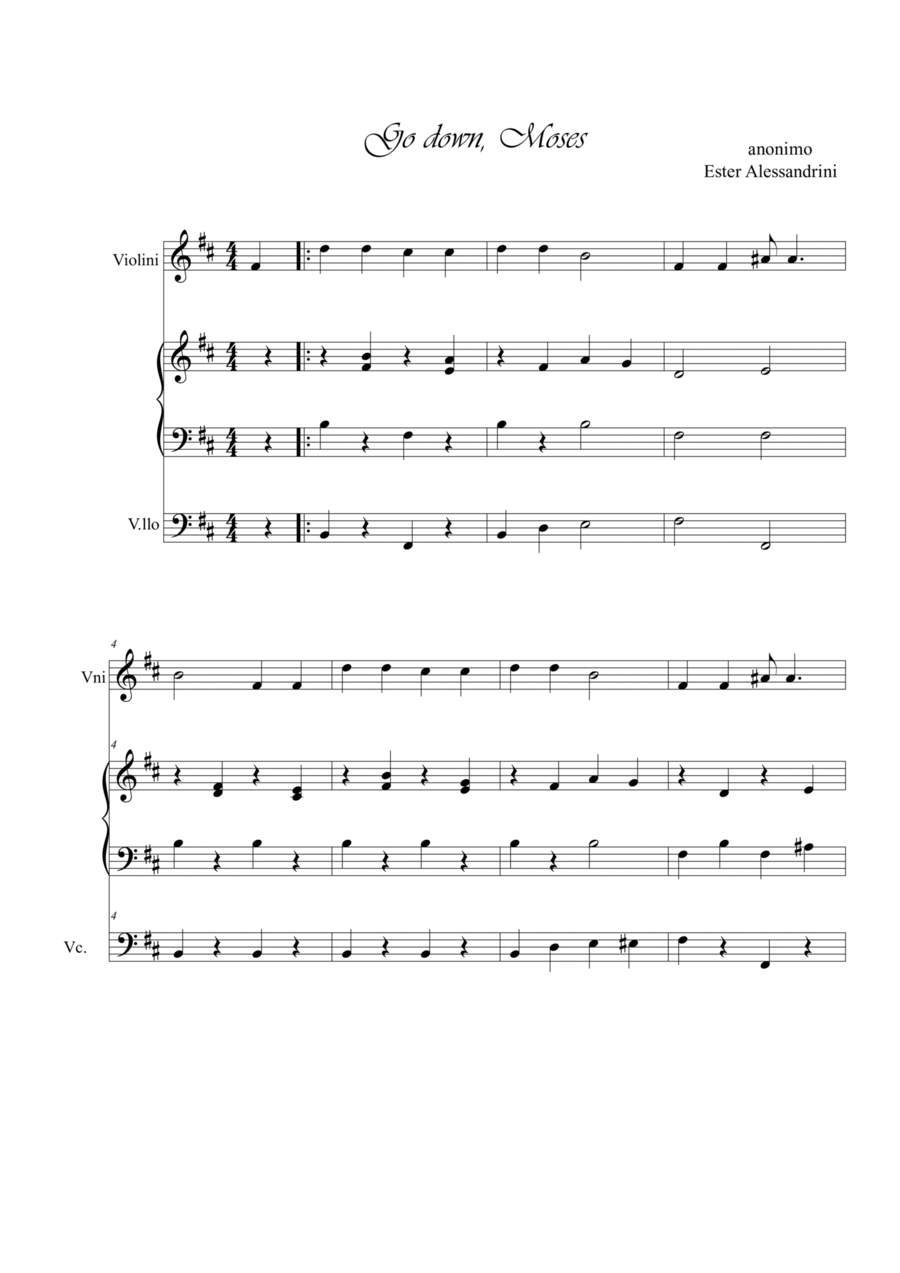 Go down Moses. Violin, piano and cello Piano Trio scores gallery preview page 1