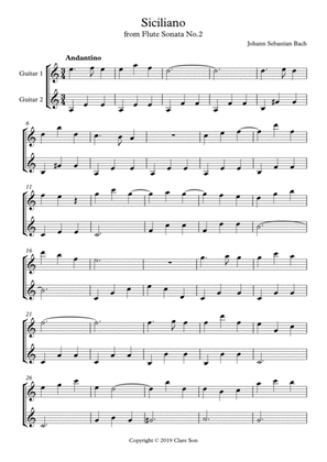 Siciliano for easy guitar duet sheet music