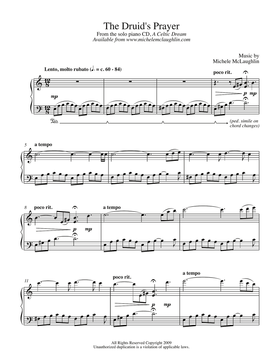 The Druid's Prayer The Druid's Prayer Piano Solo scores gallery preview page 1