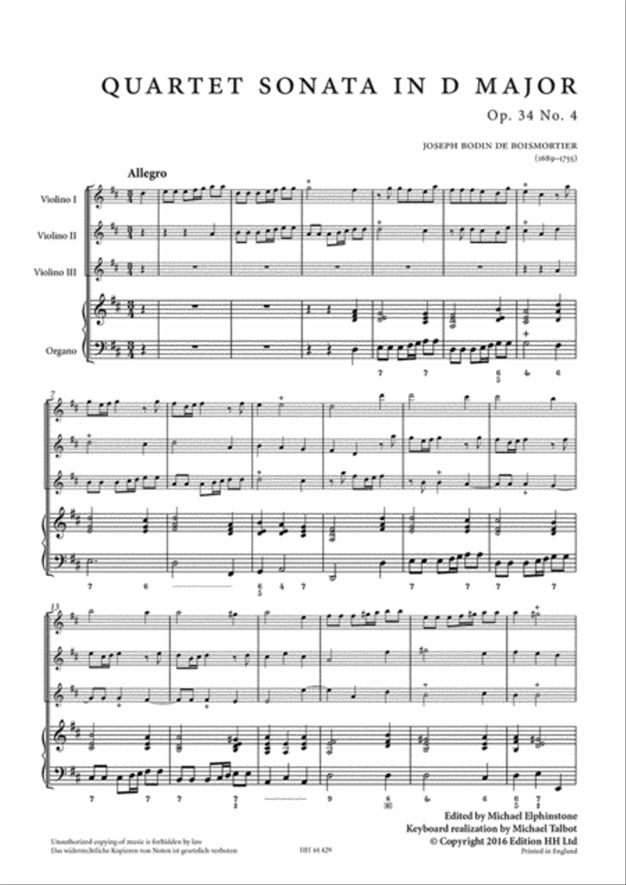 Six quartet sonatas, op.34, vol. 2 Violin scores gallery preview page 2