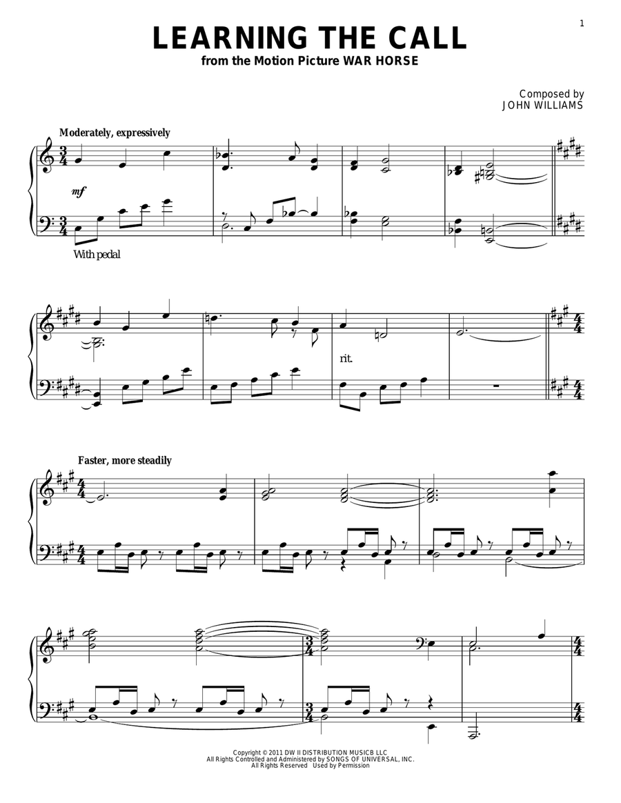 Learning The Call Learning The Call Piano Solo scores gallery preview page 1