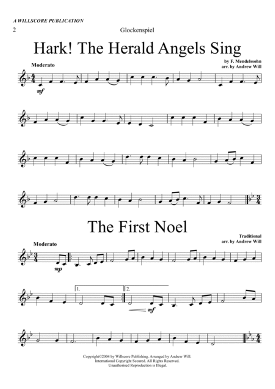 Christmas Carol Selections - Glockenspiel/Xylophone Piano scores gallery preview page 2