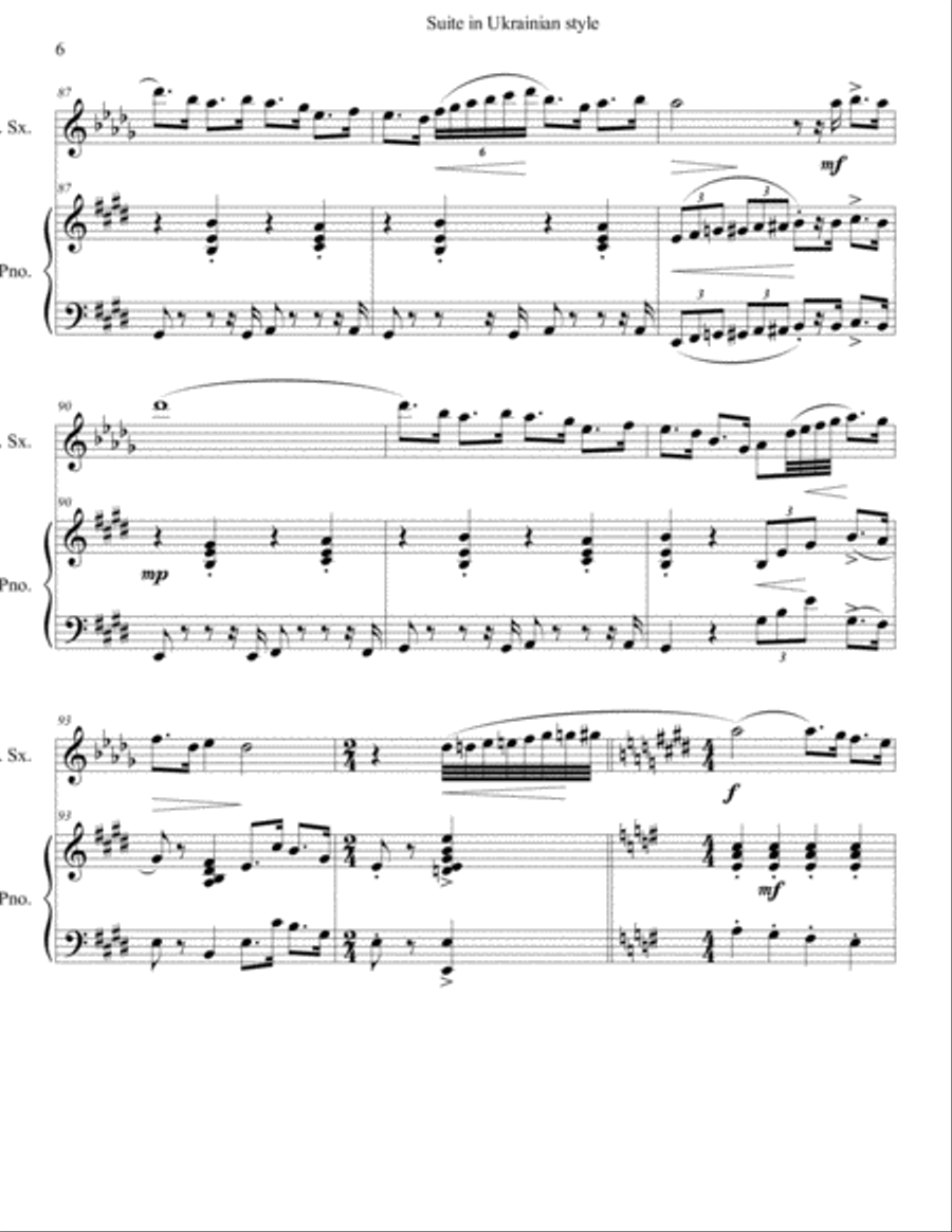 Suite in Ukrainian style,for saxo-alto and piano Alto Saxophone scores gallery preview page 6
