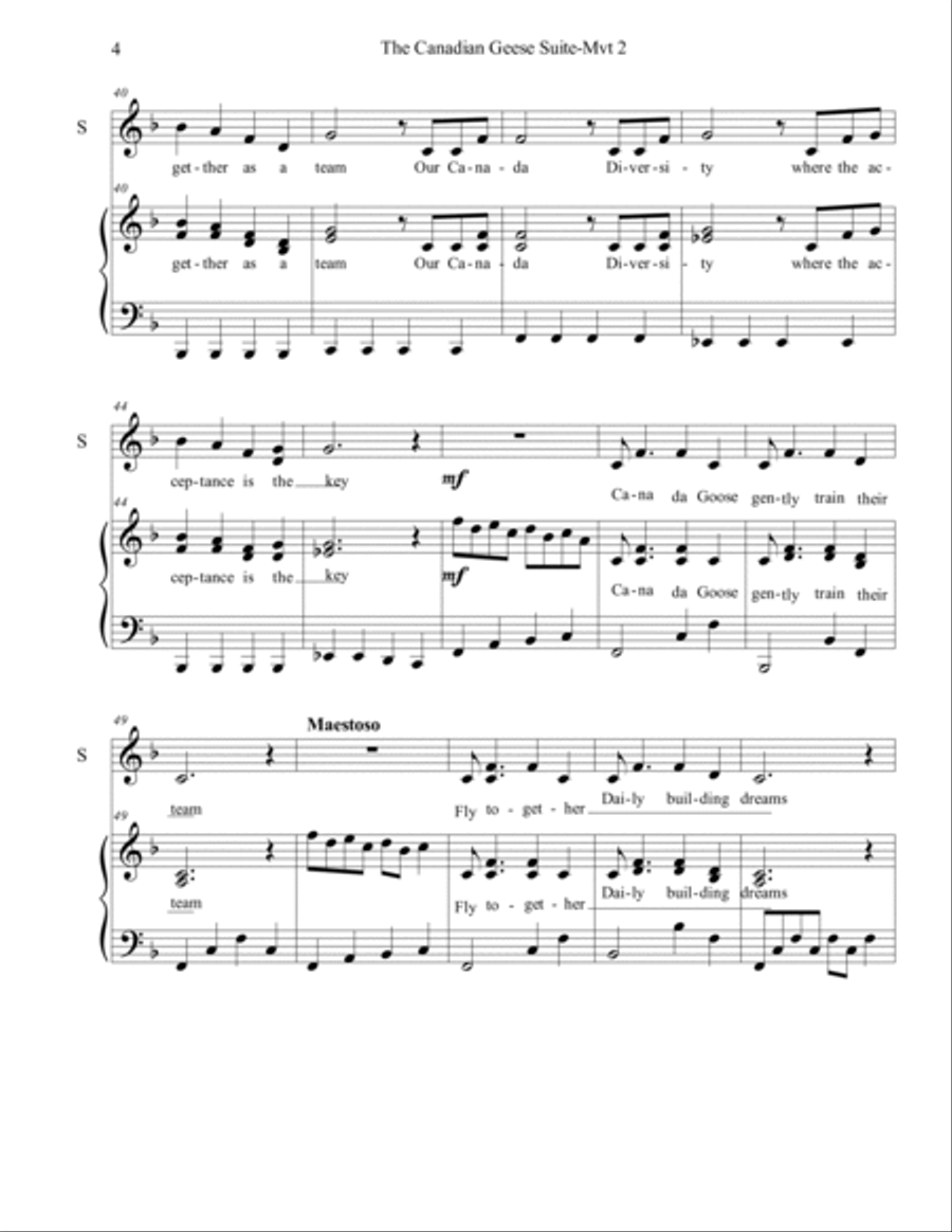 We fly together as a Team - Canadian Geese Suite Movement 2 Piano Method scores gallery preview page 4