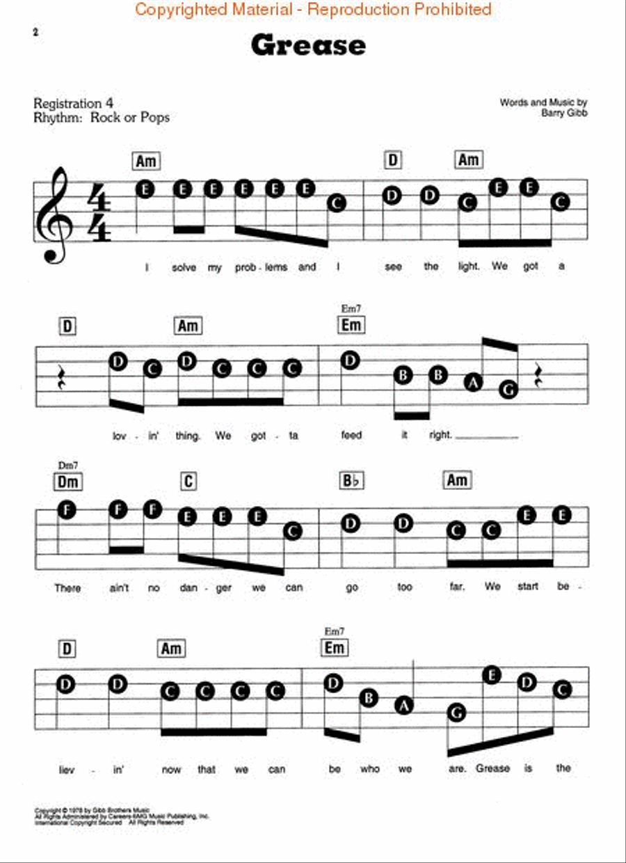 E-Z Play Today #339. Grease Is Still the Word Electronic Keyboard scores gallery preview page 2