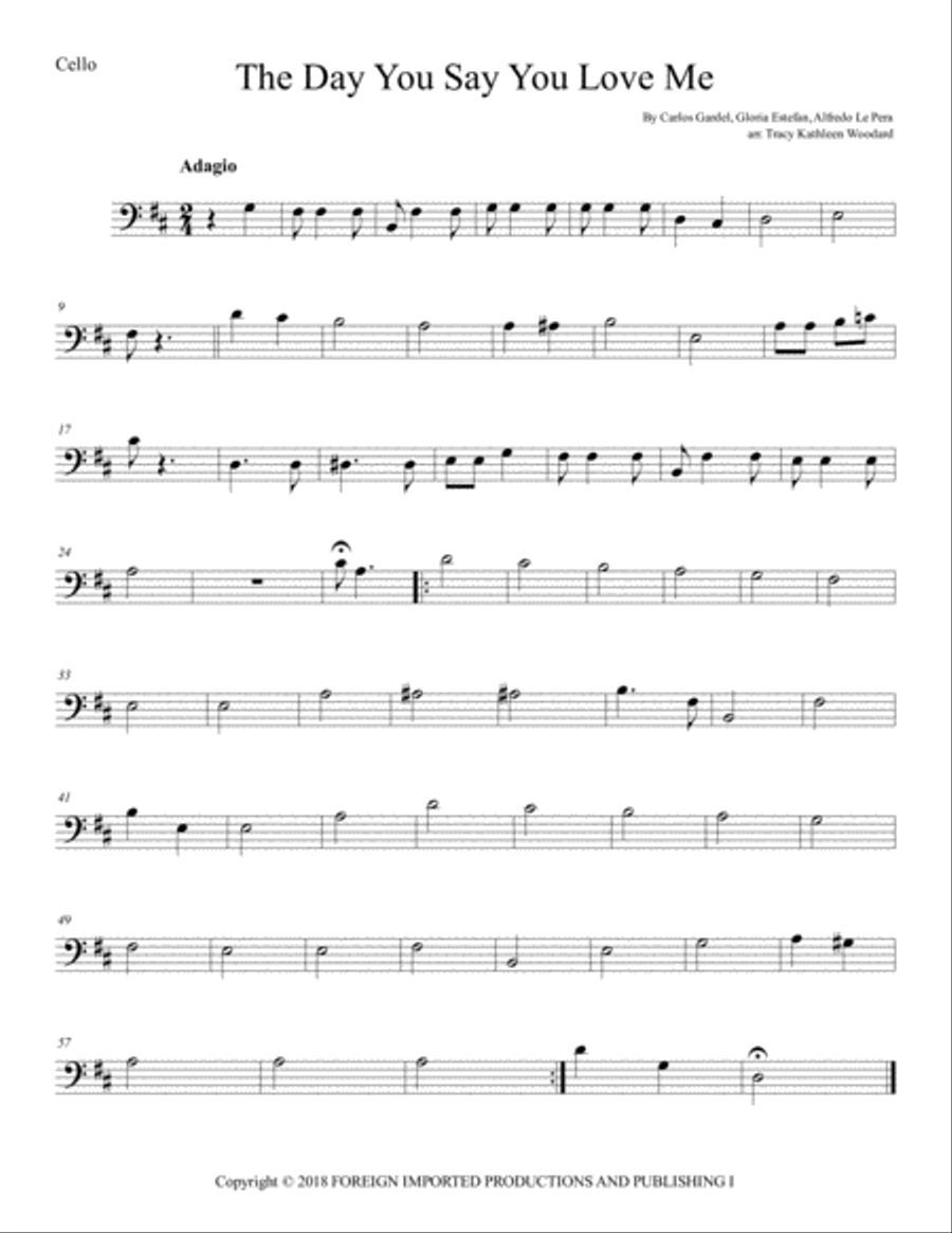 The Day You Say You Love Me String Quartet scores gallery preview page 1
