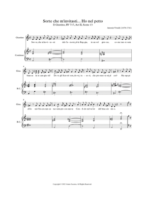 Book cover for "Ho nel petto un cor si forte" from "Il Giustino" RV 717 - Antonio Vivaldi - Score Only