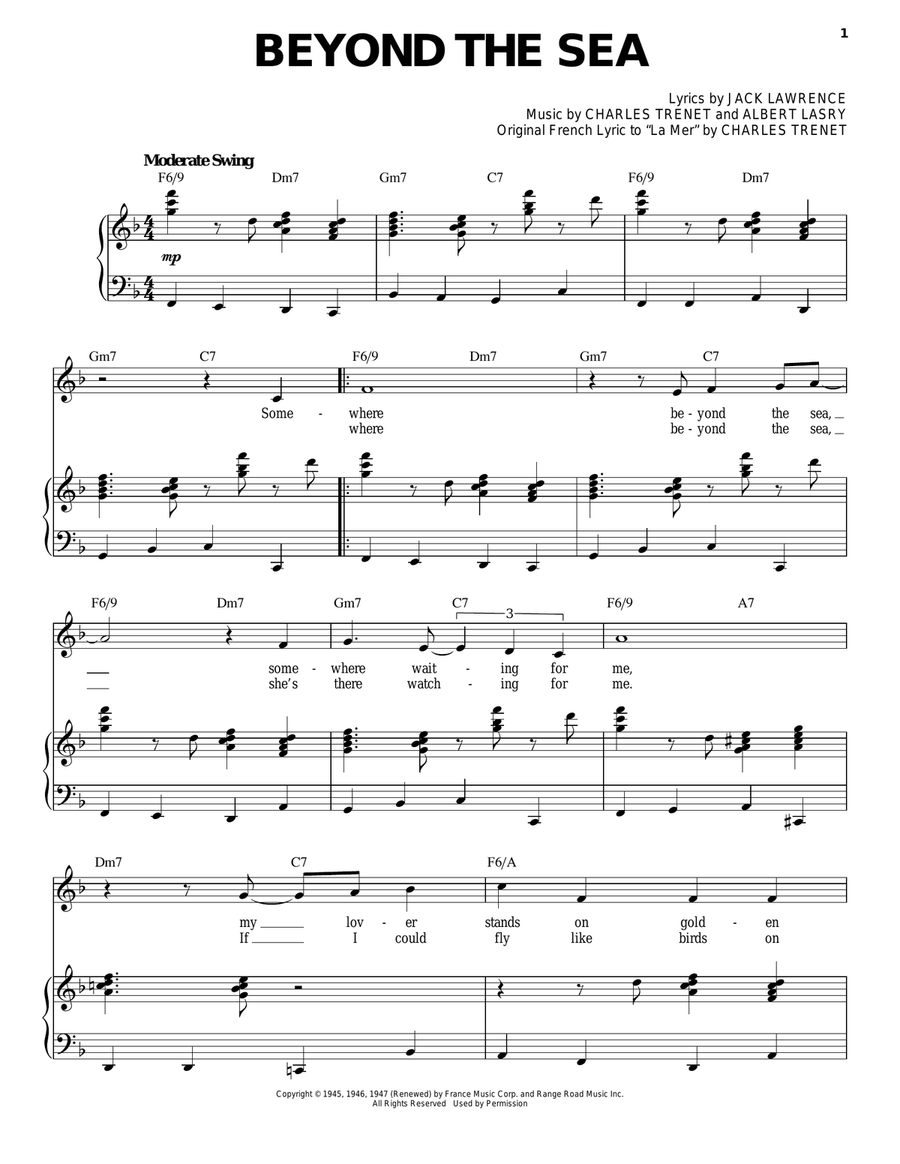 Beyond The Sea Piano, Vocal scores gallery preview page 1