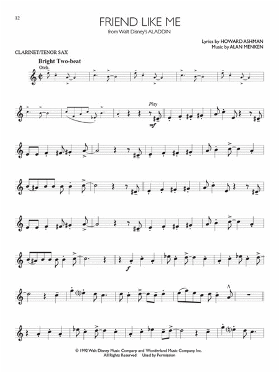 Disney Solos for Clarinet/Tenor Sax Clarinet scores gallery preview page 5
