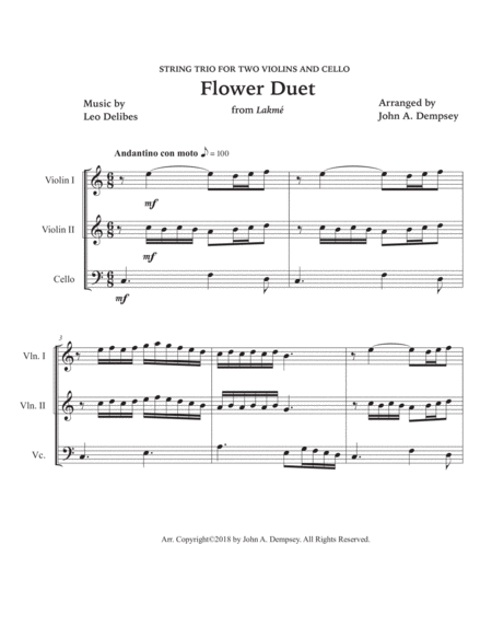 Flower Duet (String Trio): Two Violins and Cello image number null