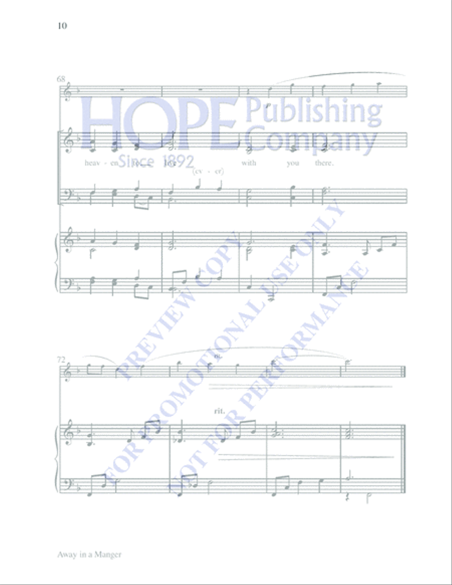 Away in a Manger 4-Part scores gallery preview page 10