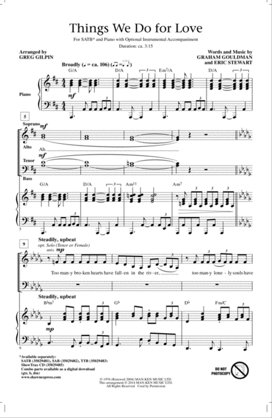 Things We Do For Love 4-Part scores gallery preview page 1