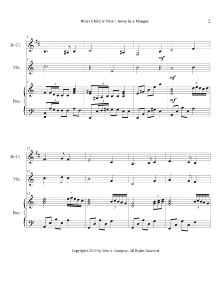 Christmas Medley (What Child is This / Away in a Manger): Trio for Clarinet, Violin and Piano image number null