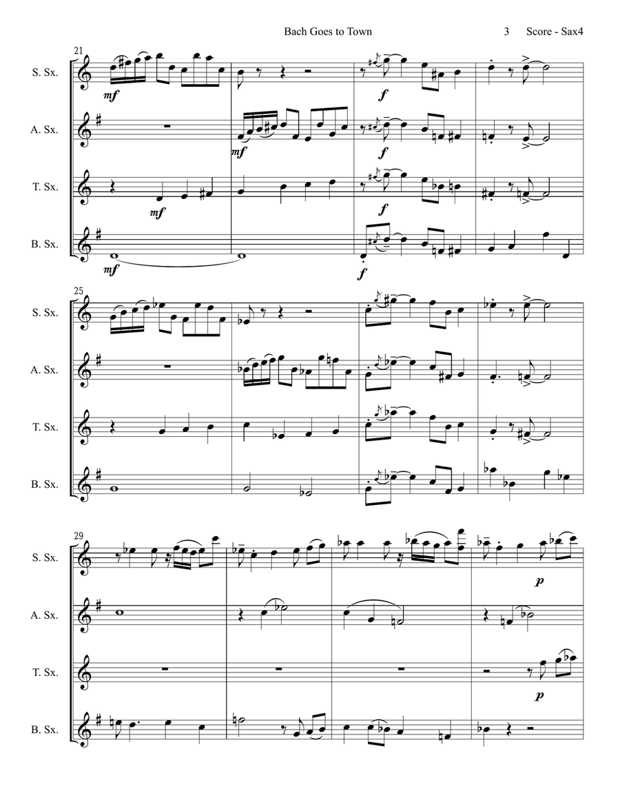 Bach Goes To Town Saxophone Quartet scores gallery preview page 4