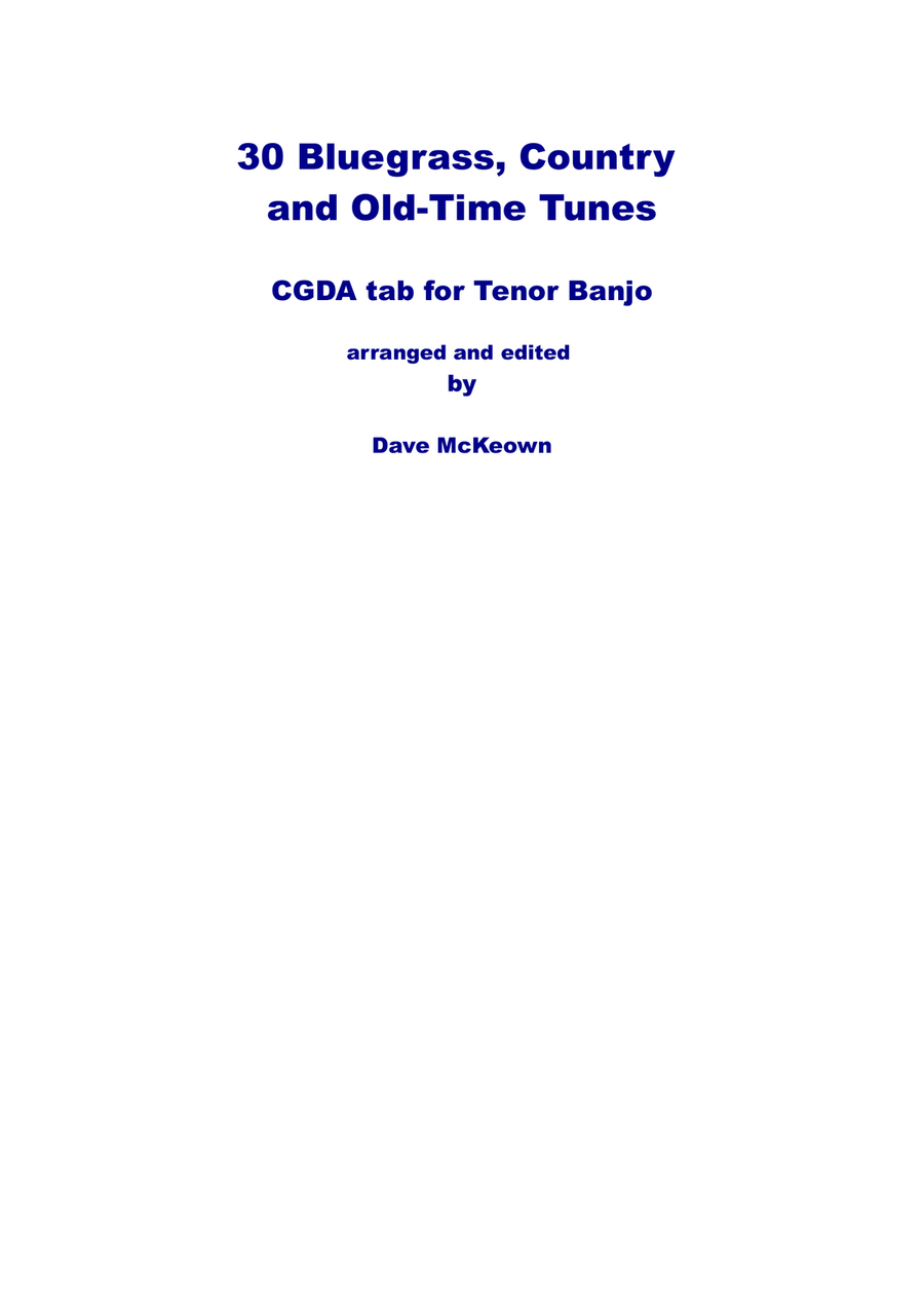 30 Bluegrass and Country Tunes for 4 String Banjo, tab in CGDA Banjo scores gallery preview page 1