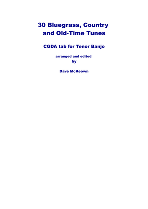 Book cover for 30 Bluegrass and Country Tunes for 4 String Banjo, tab in CGDA