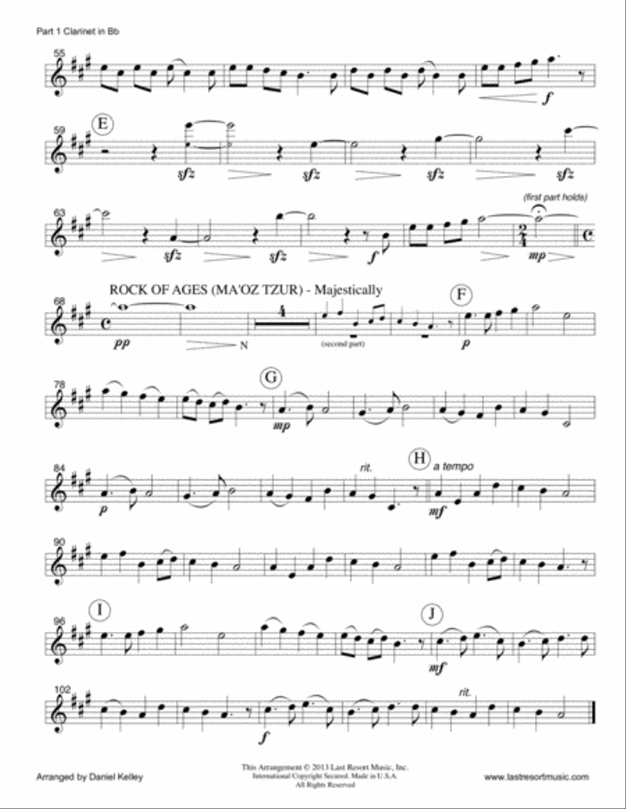 Hanukkah Medley (Hanukkah, S'Vivon, My Dreidel, Rock of Ages) for Clarinet Trio Clarinet Trio scores gallery preview page 5