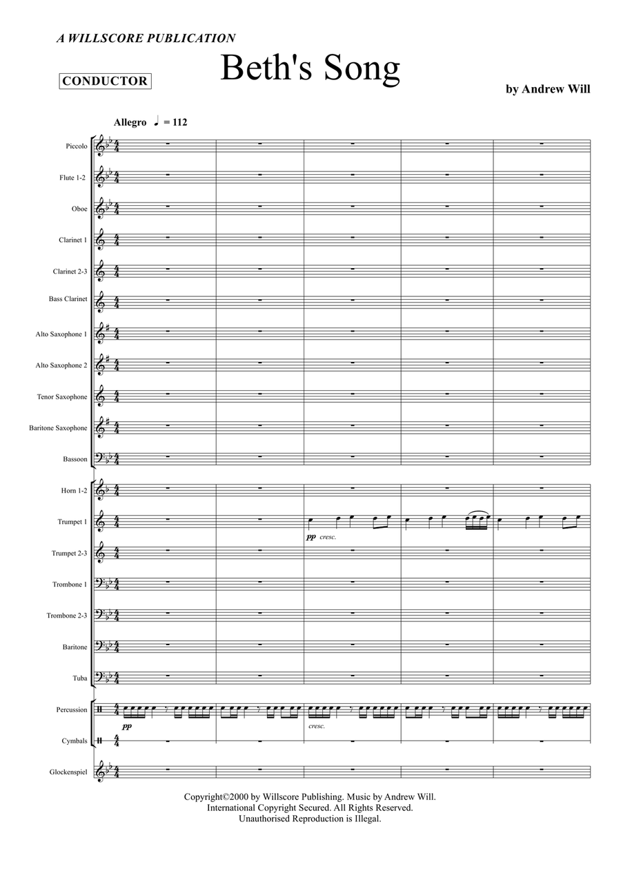 Beth's Song Large Ensemble scores gallery preview page 1