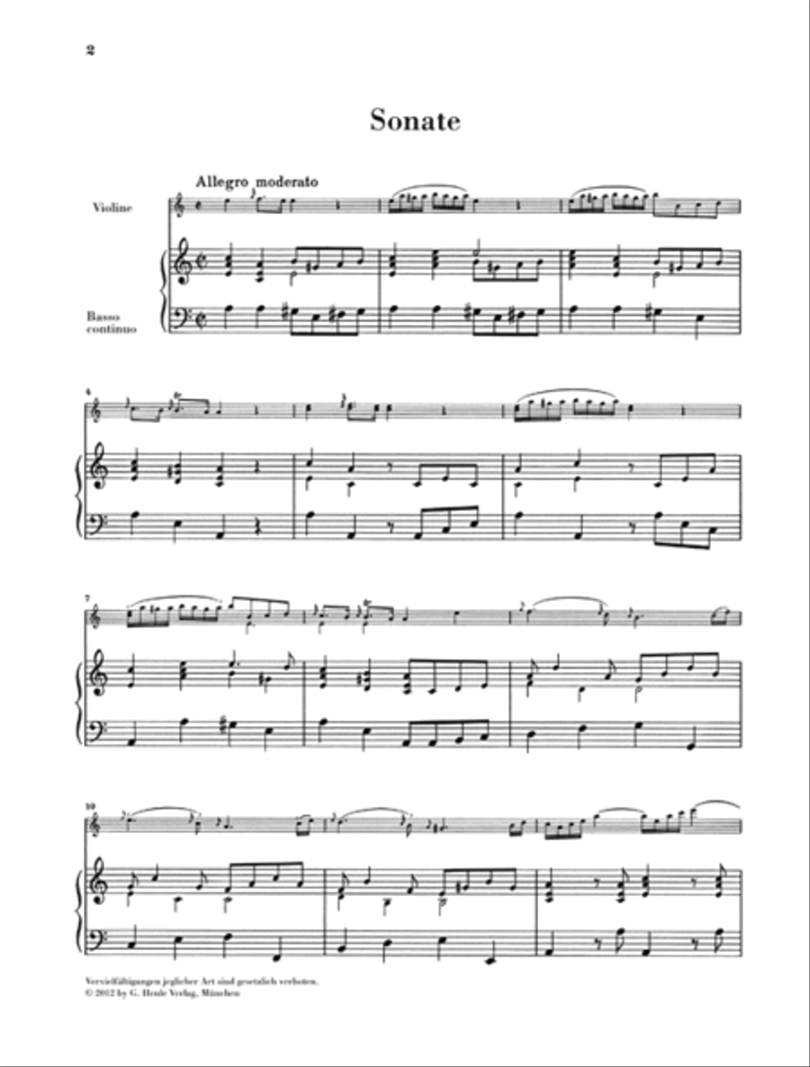 Johann Baptist Georg Neruda – Sonata in A minor for Violin and Basso Continuo Violin scores gallery preview page 2