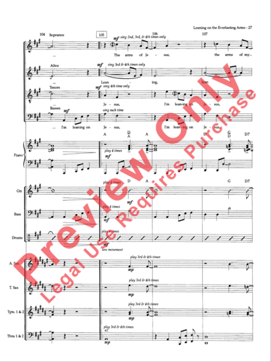 Leaning on the Everlasting Arms Choir scores gallery preview page 28