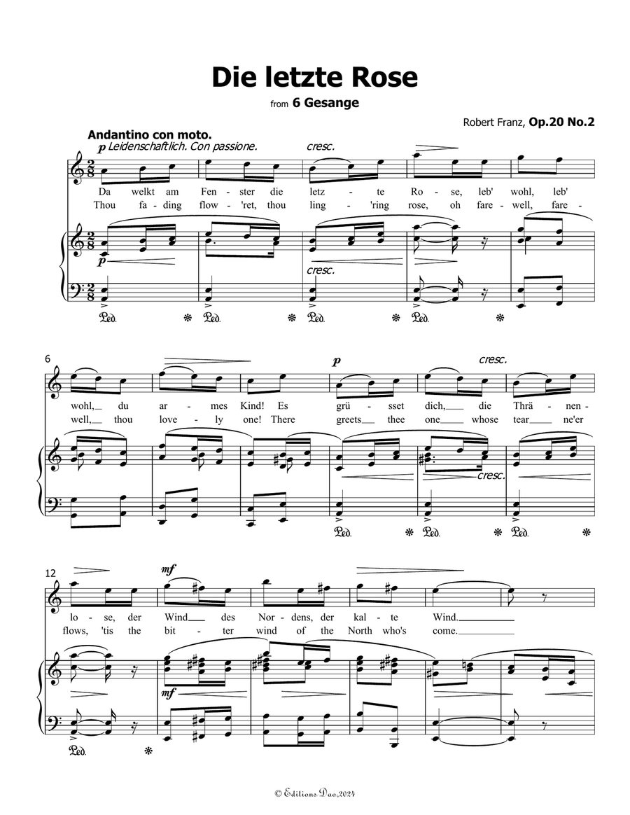 Die letzte Rose, by Robert Franz, in a minor Voice scores gallery preview page 3
