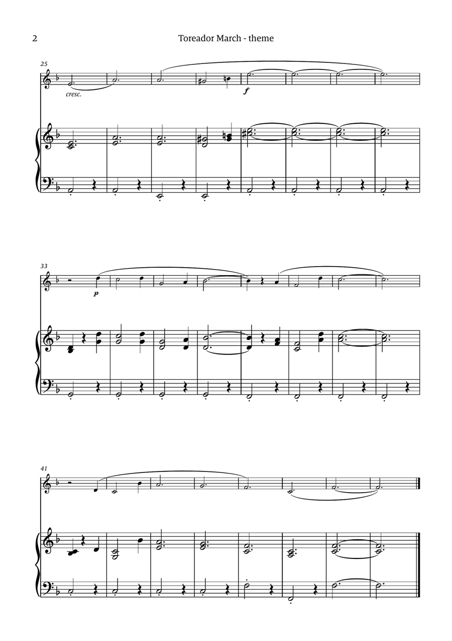 Toreador March (from the opera Carmen) - easy version Chamber Music scores gallery preview page 2