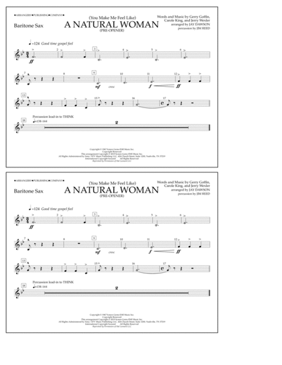 (You Make Me Feel Like) A Natural Woman (Pre-Opener) (arr. Jay Dawson) - Bari Sax