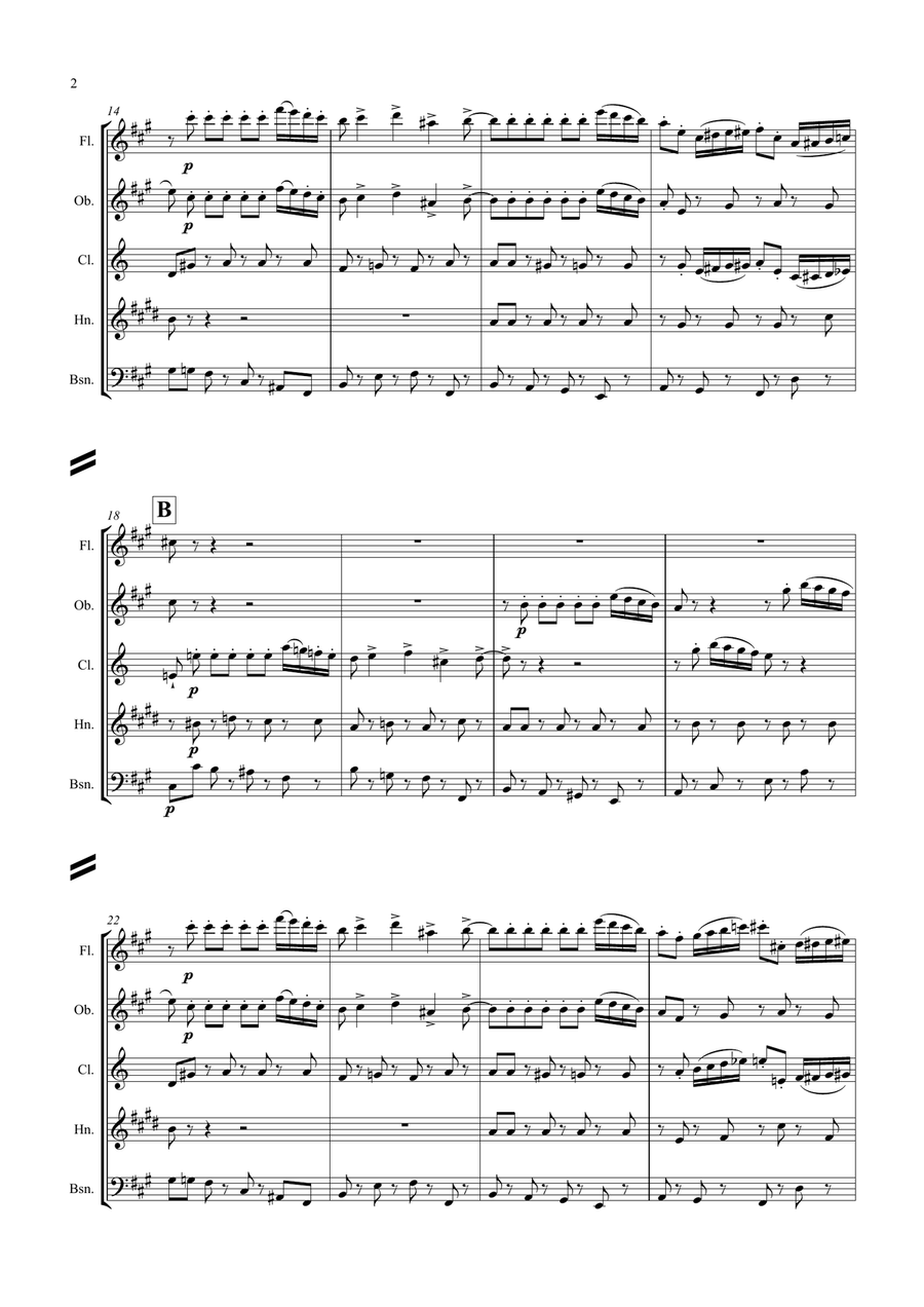 Tchaikovsky: Swan Lake Suite Op.20a No.3 Danse des Petite Cygnes-Dance of the Cygnets - wind quintet Woodwind Quintet scores gallery preview page 2
