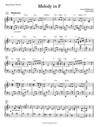 Melody in F by Anton Rubinstein (Easy Piano Version)