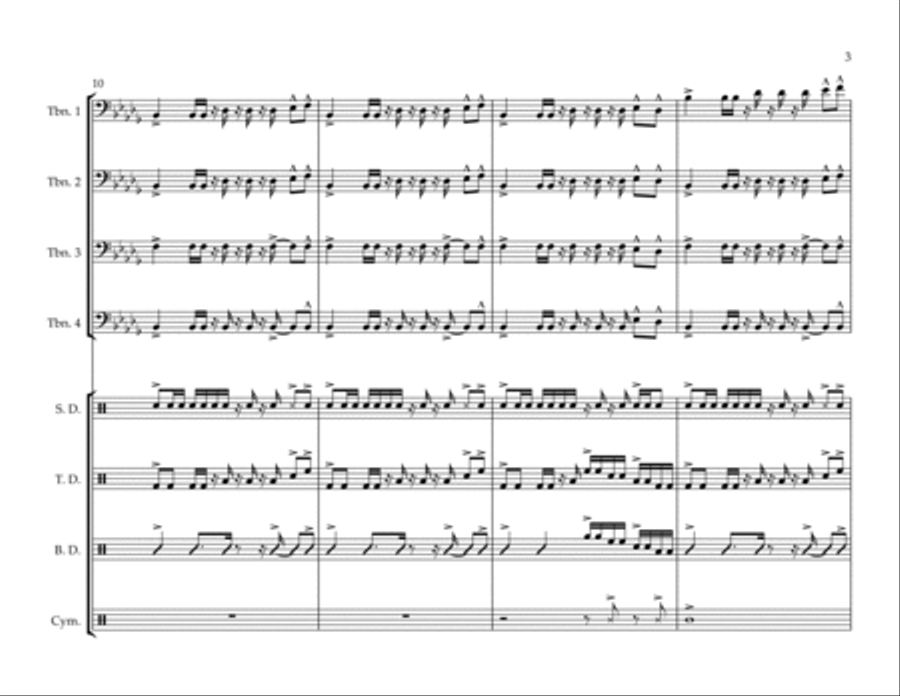 Trombone Blues Cheer (Marching/Pep Band) Pep Band scores gallery preview page 3