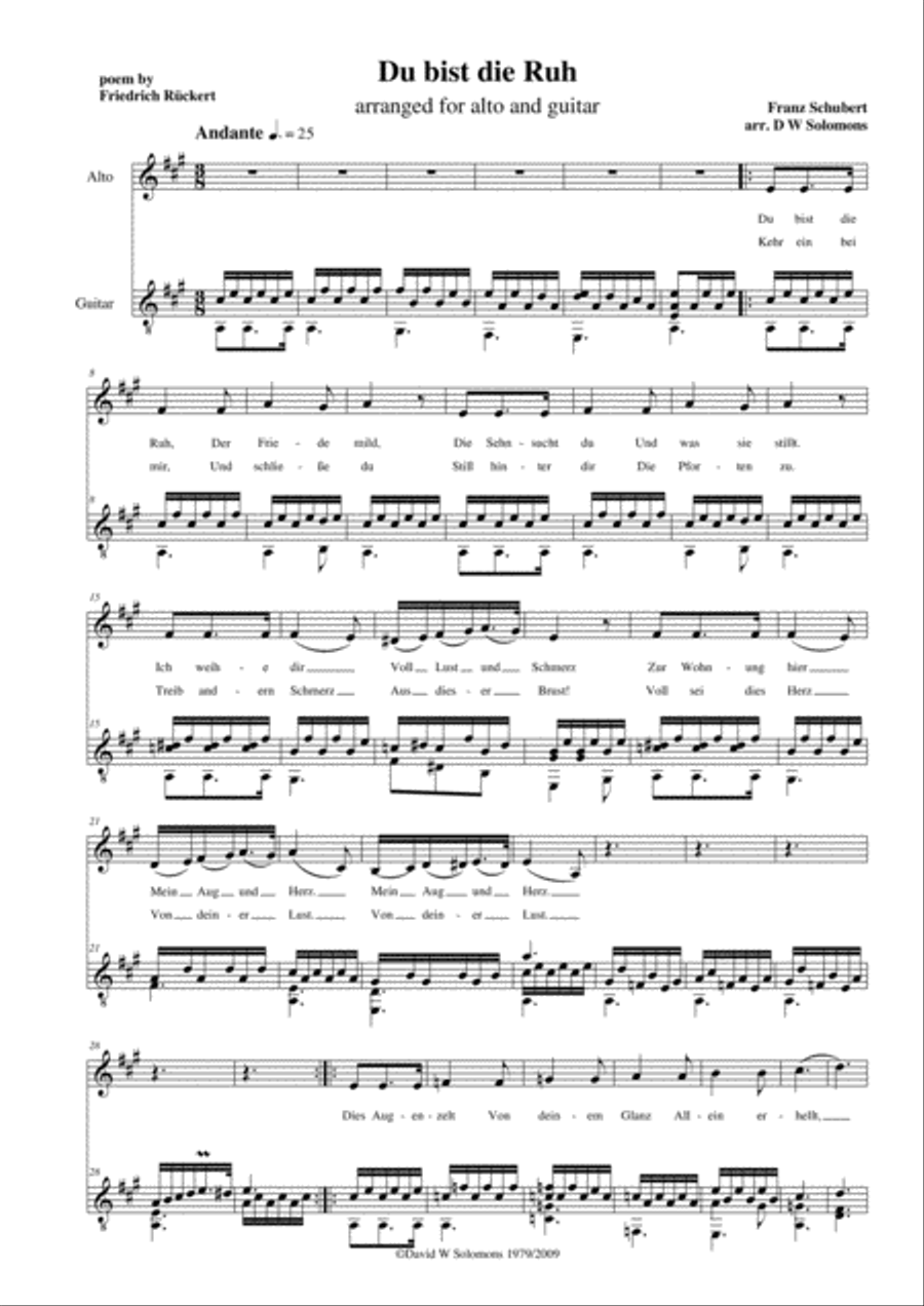 Schubert Songs arranged for low voice and classical guitar Acoustic Guitar scores gallery preview page 6