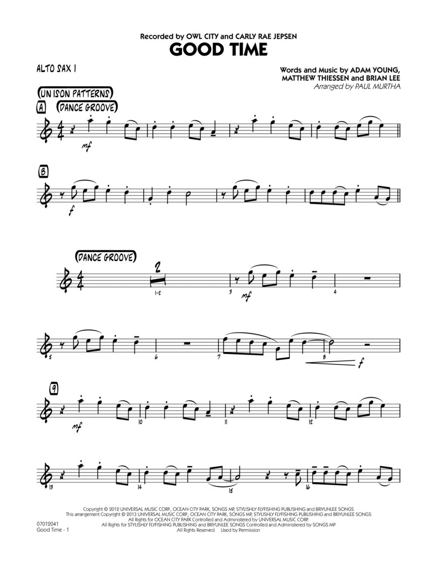 Good Time - Alto Sax 1 Jazz Ensemble scores gallery preview page 1