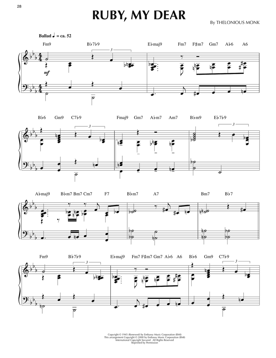 Ruby, My Dear Piano Solo scores gallery preview page 1