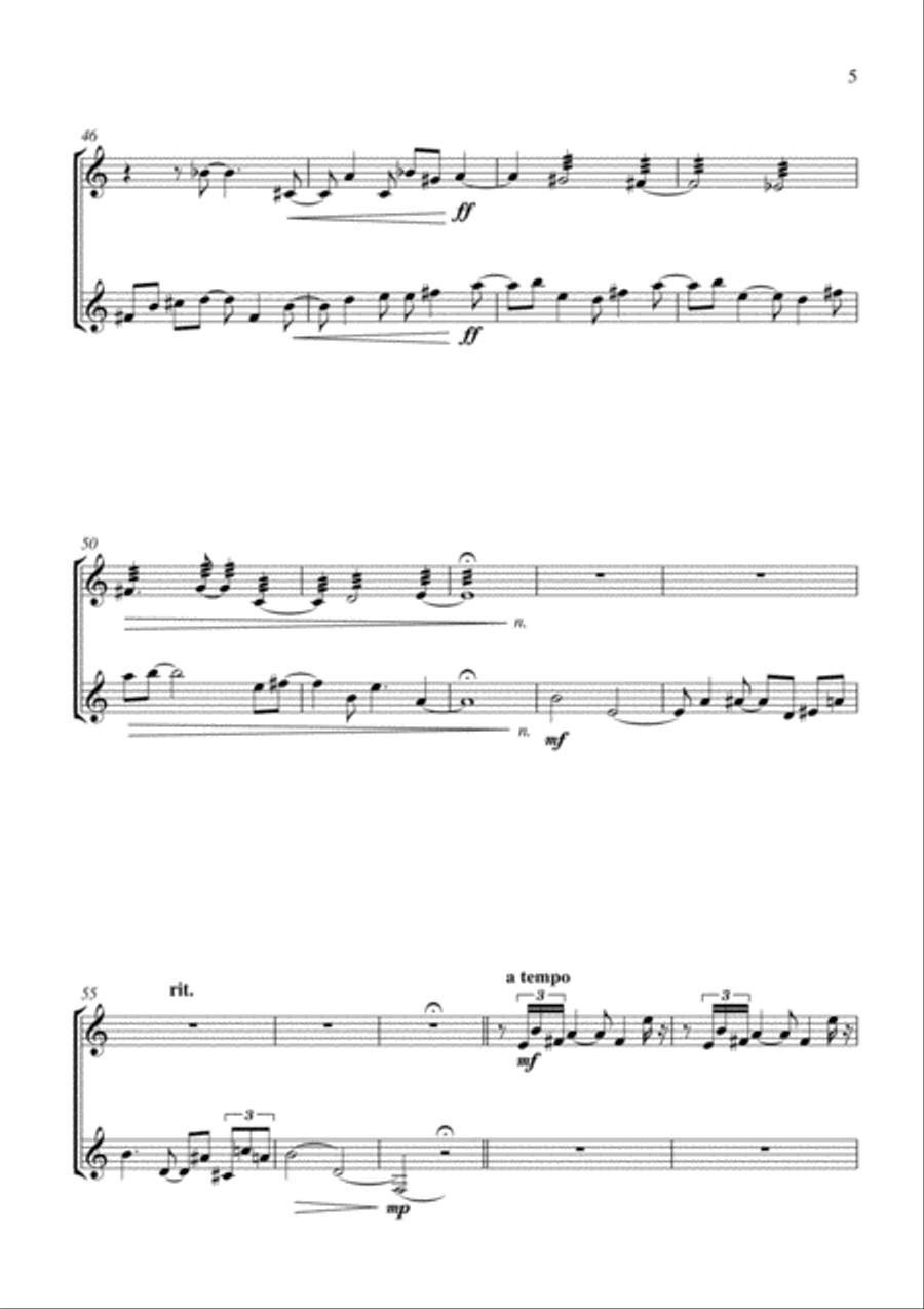 Carson Cooman: Dionis Dreaming (2002) for mandolin and guitar Guitar Solo scores gallery preview page 5