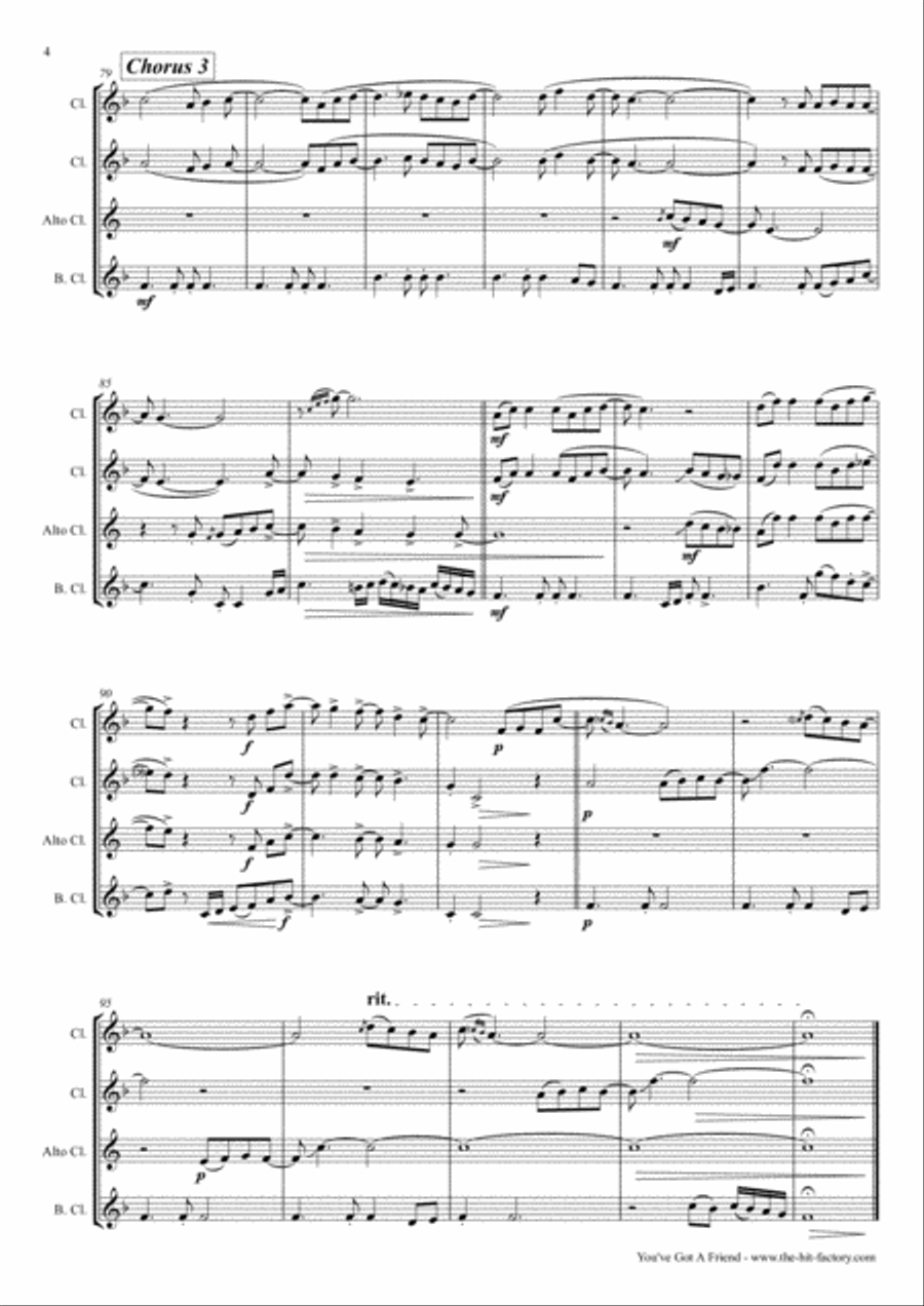 You've Got A Friend Woodwind Quartet scores gallery preview page 4