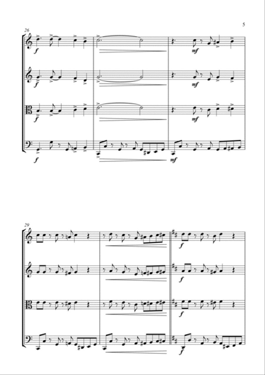 Battle Hymn of the Republic - A Jazz Arrangement - for String Quartet String Quartet scores gallery preview page 5