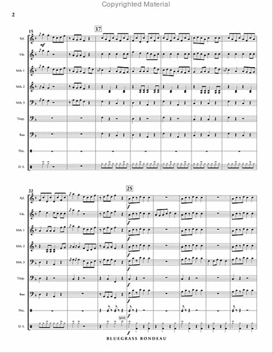 Bluegrass Rondeau (score & parts) Percussion Ensemble scores gallery preview page 3