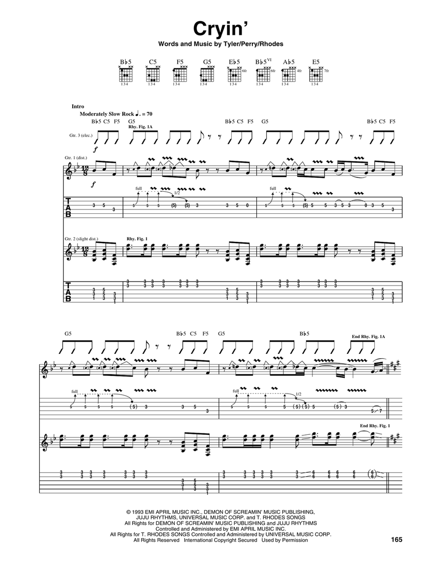 Cryin' Acoustic Guitar scores gallery preview page 1