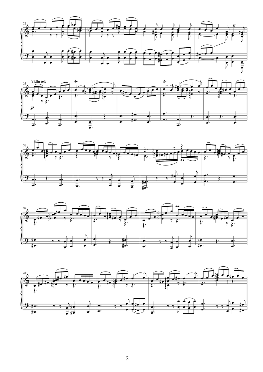 JS Bach Violin Concerto BWV 1041-3_Allegro assai-Piano solo Piano Solo scores gallery preview page 2
